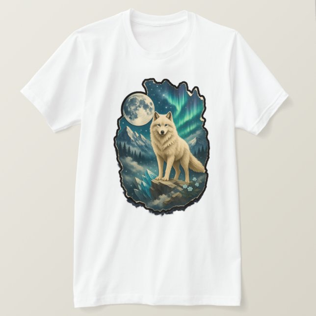 Camiseta Aurora Boreal Vida Selvagem  (Frente do Design)