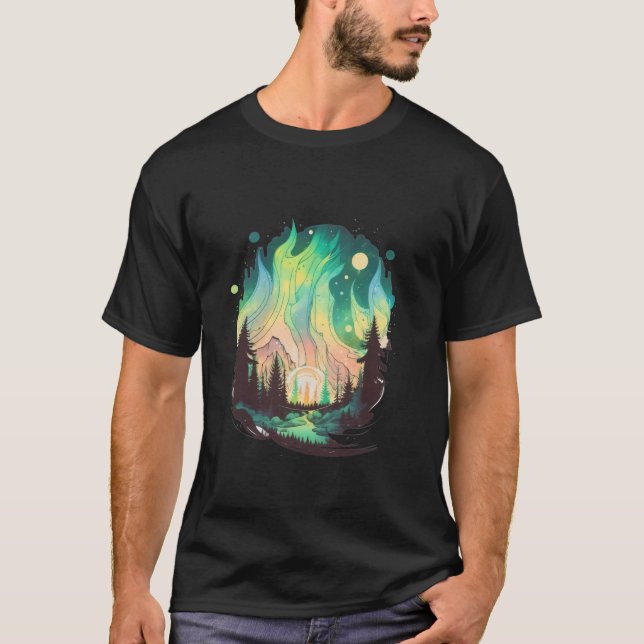 Camiseta Aurora Borealis Northern Lights Linda e Colo (Frente)