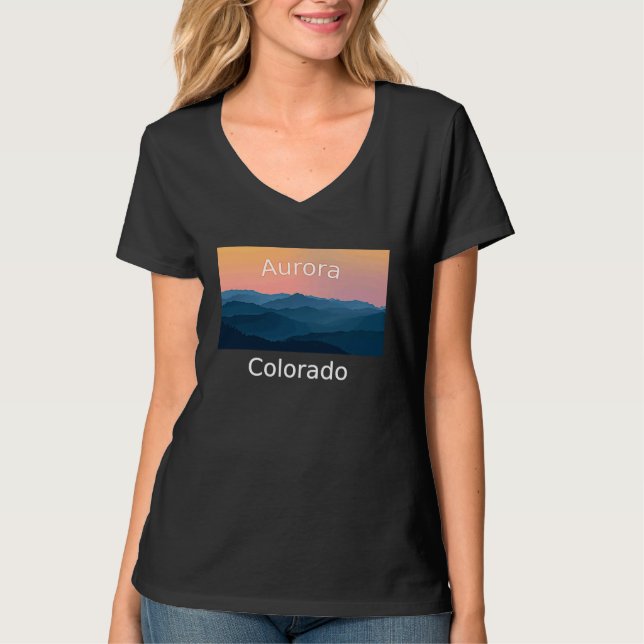 Camiseta Aurora Colorado Mountain sunset hometown (Frente)