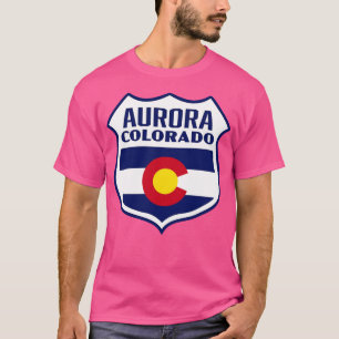 Camiseta Aurora Colorado Retro Flag Shield White