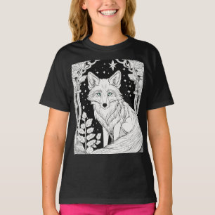 Camiseta Aurora Fox Kids Coloring Tea - Carto Preto e Branc