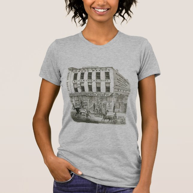Camiseta Aurora Illinois Aurora Beacon News 1871 Stone Lith (Frente)
