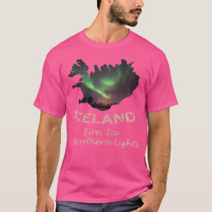 Camiseta Aurora Luzes do Norte Fogo Gelo Islândia