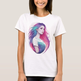 Camiseta Aurora Pastel Mermaid Menina Fantasia Arte