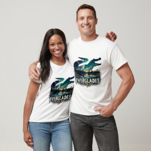 Camiseta Aurora sobre Everglades com Silhouette Alligator