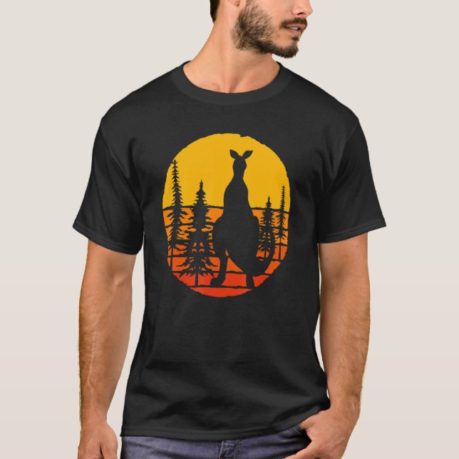 Camiseta Aussie Animal Kangaroo Retro Forest Trees Kangaro (Frente)