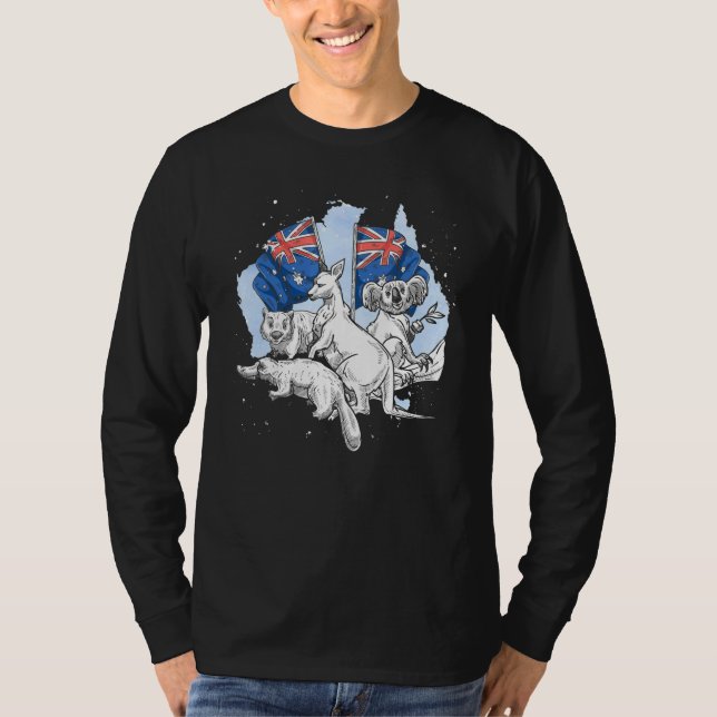 Camiseta Aussie Animal Platypus Wombat Koala Kangaroo Austr (Frente)
