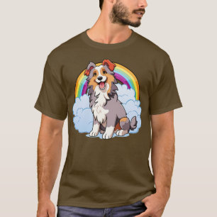 Camiseta Aussie Dog Cute Australiano Shepherd Rainbow Pup