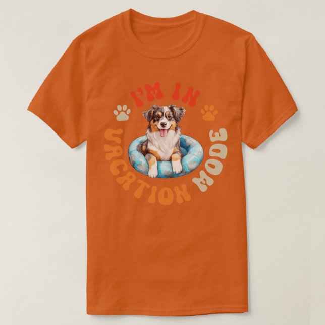 Camiseta Aussie Dog No Modo De Férias (Frente do Design)