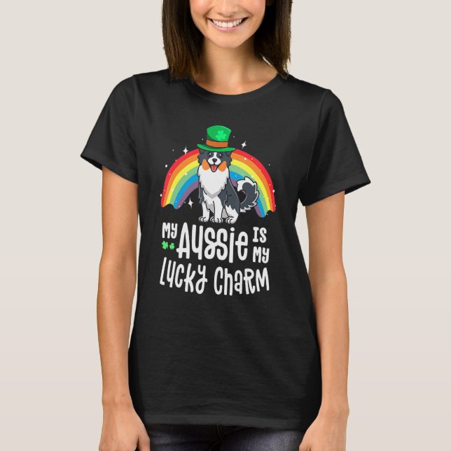 Camiseta Aussie Lucky Charm St Patricks Day Dog Australian  (Frente)