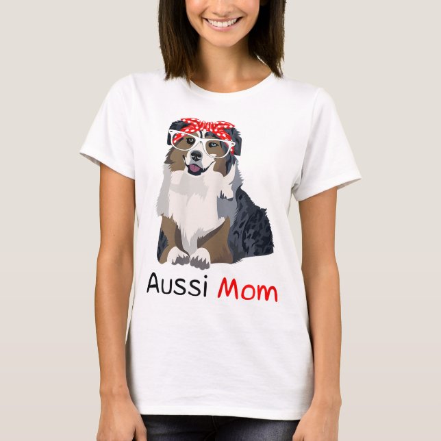 Camiseta Aussie Mãe Cão Bandana Pet Lover Gift WoAussie (Frente)