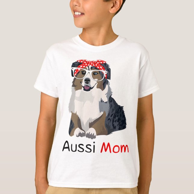 Camiseta Aussie Mãe Cão Bandana Pet Lover Gift Womens Aussi (Frente)