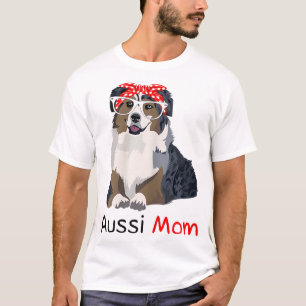 Camiseta Aussie Mãe Cão Bandana Pet Lover Gift Womens Aussi