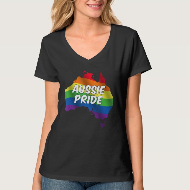 Camiseta Aussie Pride Rainbow Flag australiano LBGT Pride M (Frente)