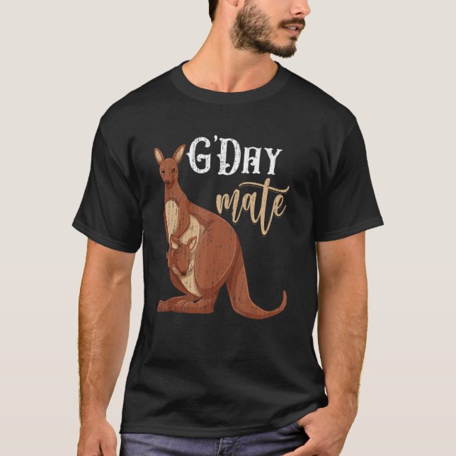 Camiseta Aussie Zoo Animal Austrália G Day Mate Kangaroo (Frente)