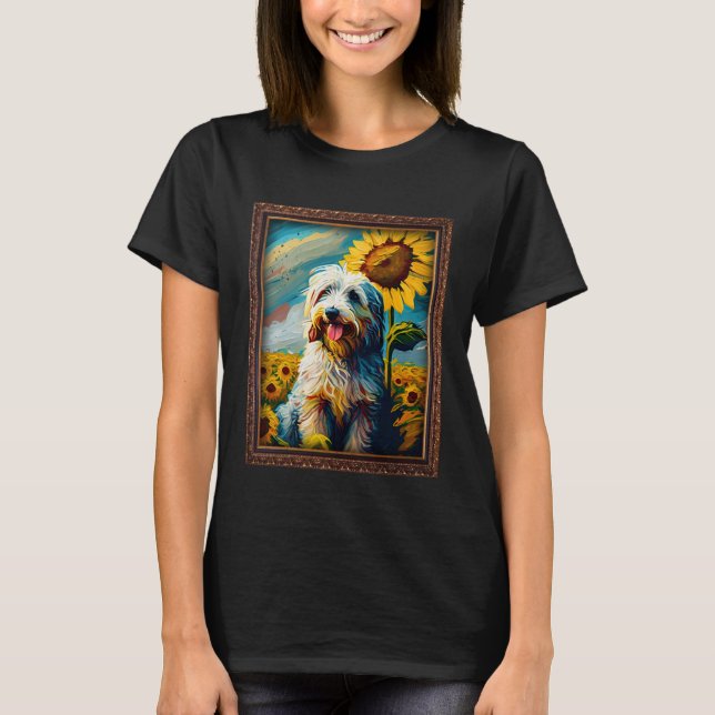 Camiseta Aussiedoodle Painting Sunflower Flower Mom Women F (Frente)