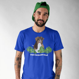 Camiseta Aussies Australianos Shepherd Dog Folhas Tropicais