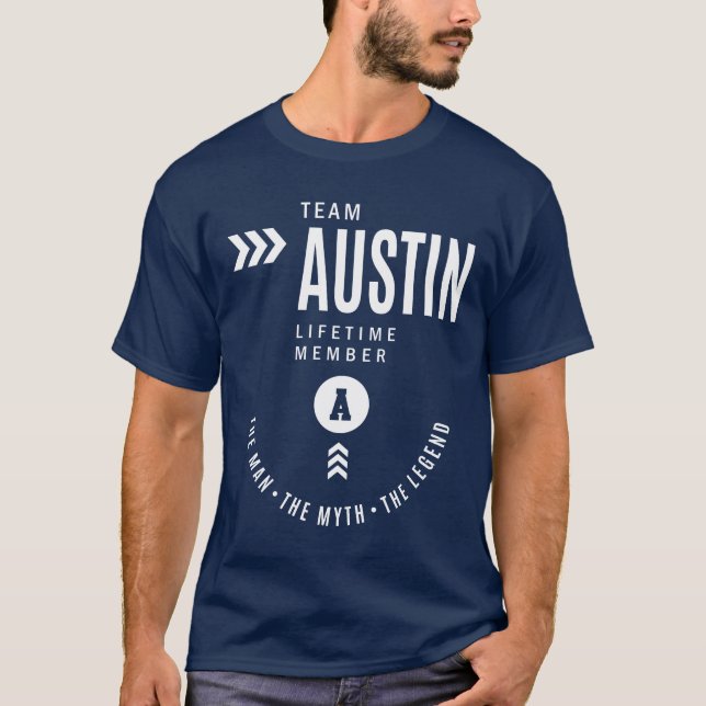 Camiseta Austin Nome Personalizado Presente de Aniversário (Frente)