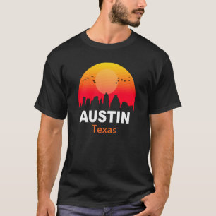 Camiseta Austin Texas Antigo Pôr do Sol Retro Cidade Estado