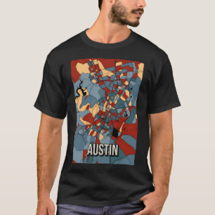 Camiseta Austin Texas Earth Tone City Map - Abstra Colorida