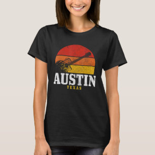 Camiseta Austin Texas Violão Música Country Folk Jazz Vinta