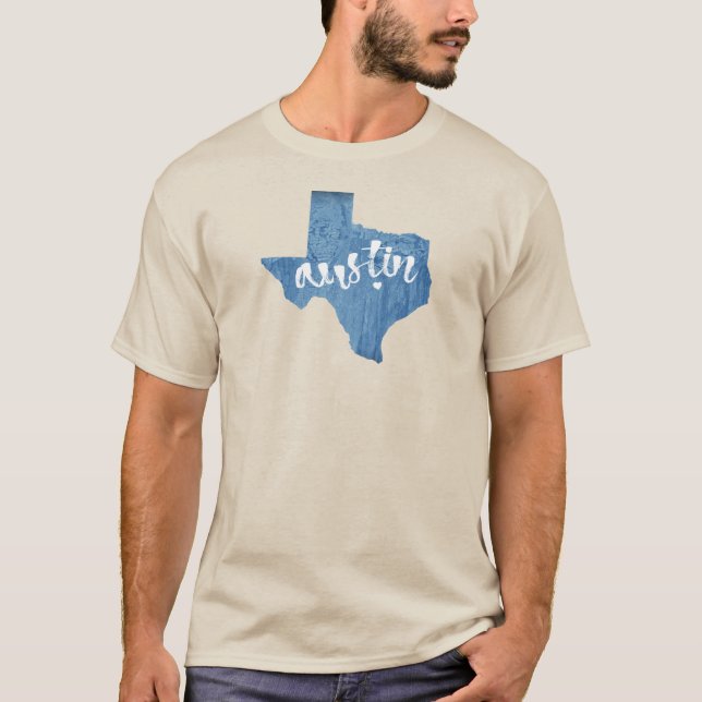 Camiseta Austin, Texas Wood Grain (Frente)
