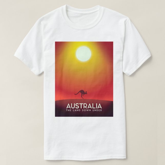 Camiseta Austrália "A terra abaixo" de impressão de férias. (Frente do Design)