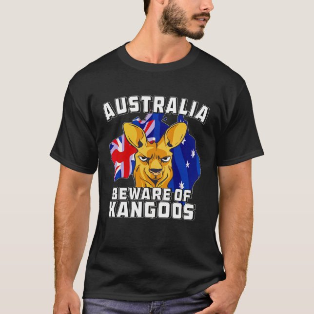 Camiseta Austrália Cuidado com Kangoos Austrália (Frente)