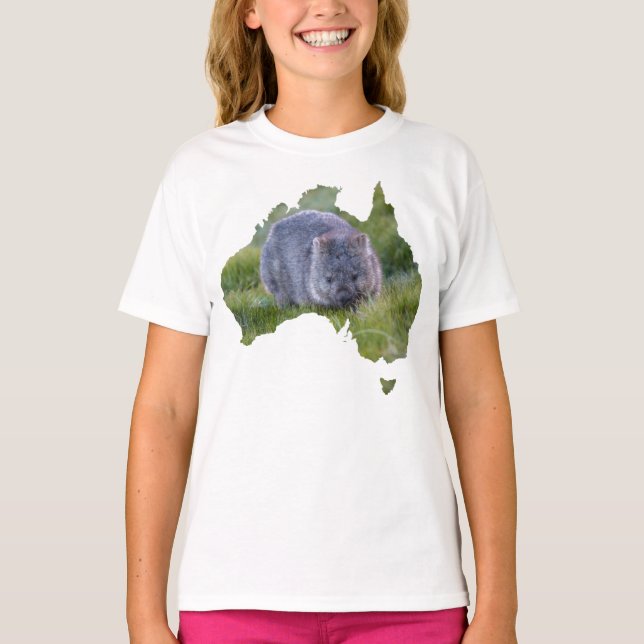 Camiseta Austrália Descreve Forma Vombat Tasmânia Grass (Frente)