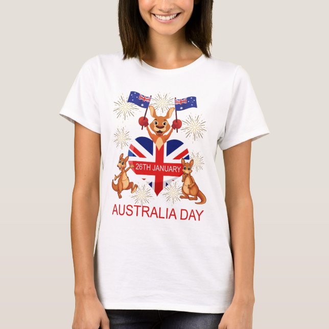 Camiseta AUSTRÁLIA DIA CANGURUS do 26 de janeiro, (Frente)