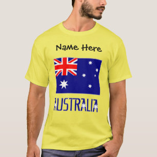 Camiseta Australia e Bandeira Australiana Preta Personaliza