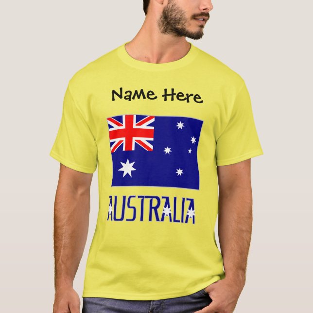 Camiseta Austrália e Bandeira Negra Australiana Personaliza (Frente)
