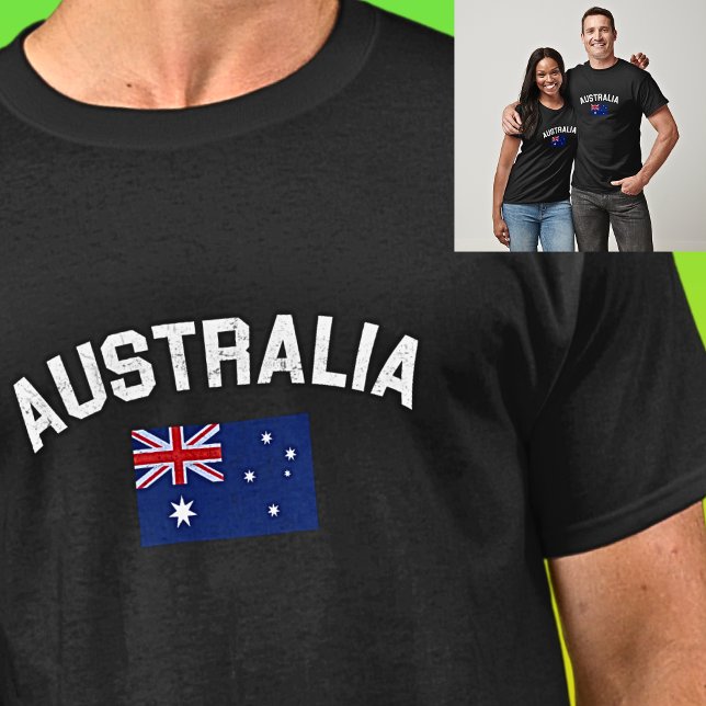 Camiseta AUSTRÁLIA e Bandeira para o Dia da Austrália a Esc (Criador carregado)