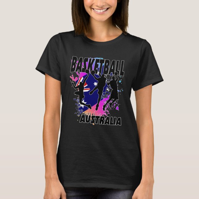 Camiseta Australia Flag  Love Playing Basketball (Frente)