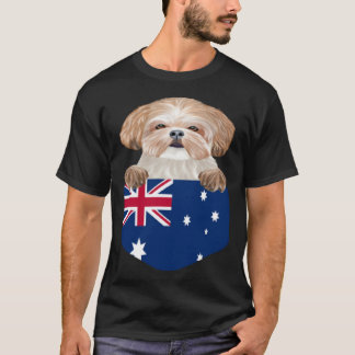 Camiseta Australia Flag Shih Tzu Dog In Pocket