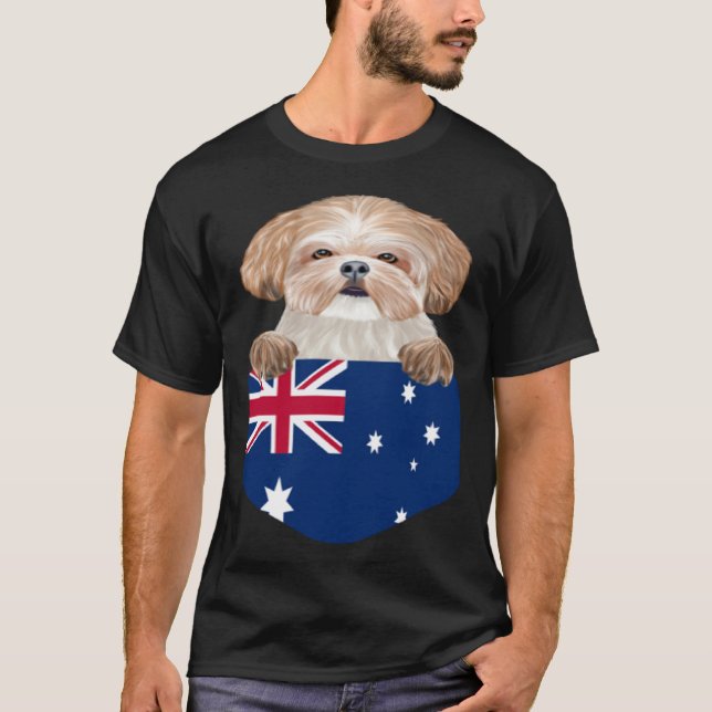 Camiseta Australia Flag Shih Tzu Dog In Pocket (Frente)