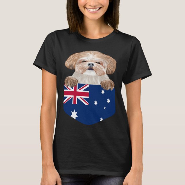 Camiseta Australia Flag Shih Tzu Dog In Pocket (Frente)