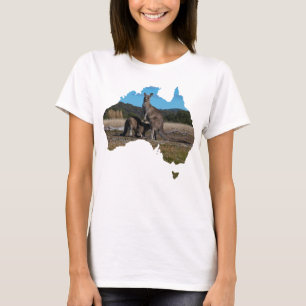 Camiseta Austrália Forma Canguru com bebê joey