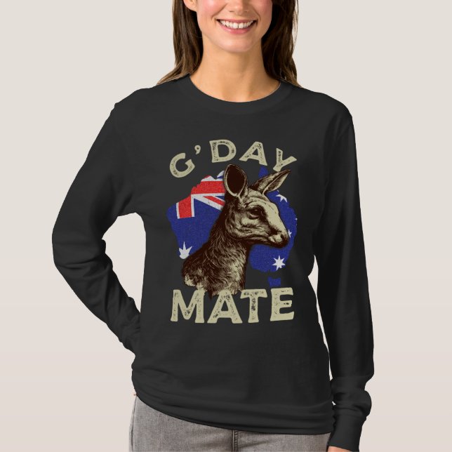Camiseta Australia G day Mate Kangaroo Aussie Australian Fl (Frente)