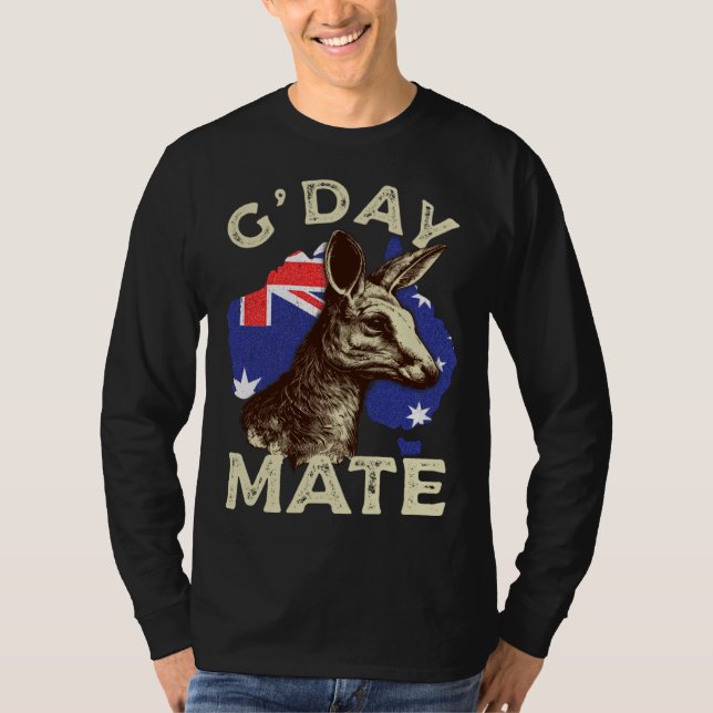 Camiseta Australia G day Mate Kangaroo Aussie Australian Fl (Frente)