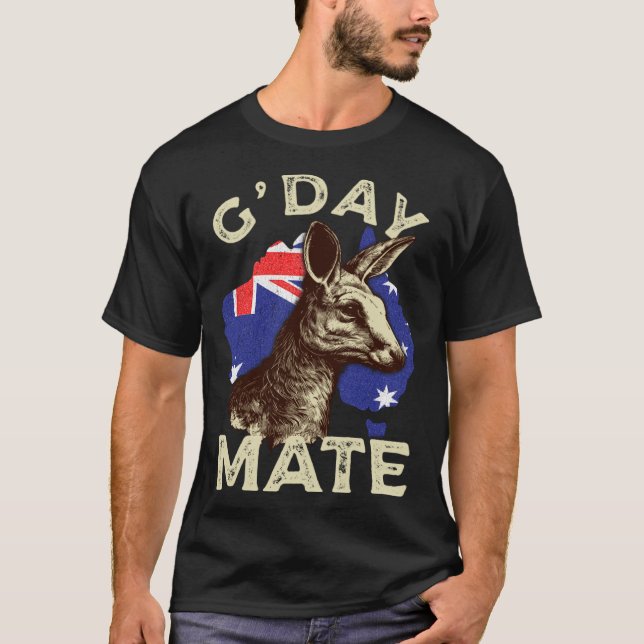 Camiseta Australia G day Mate Kangaroo Aussie Australian Fl (Frente)