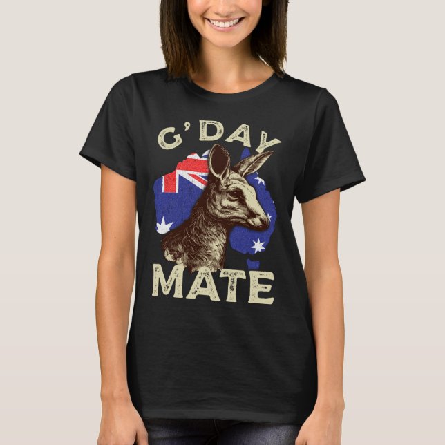Camiseta Australia G day Mate Kangaroo Aussie Australian Fl (Frente)