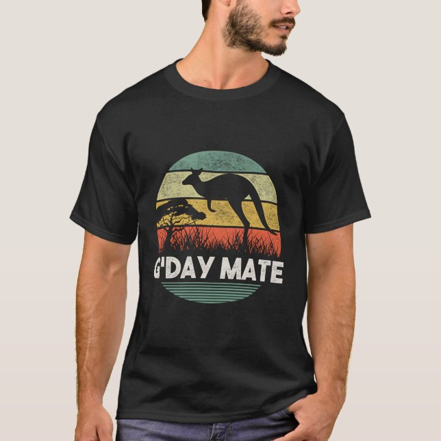 Camiseta Austrália G'Day Mate Kangaroo australiano (Frente)