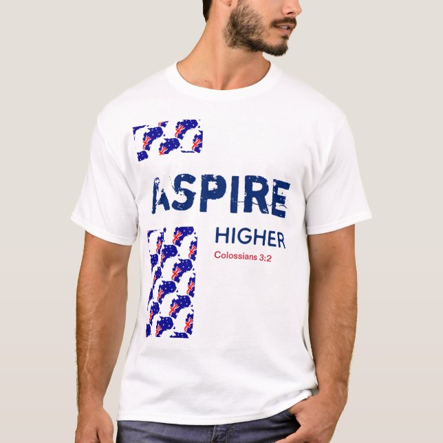 Camiseta Austrália | MAIS ALTO ASPIRE | Escritura cristã (Frente)