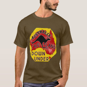 Camiseta Austrália mapeia terra para baixo com Kangaroo Re