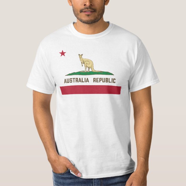 Camiseta Austrália República da Califórnia Flag Kangaroo (Frente)