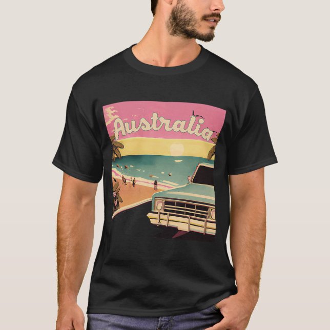 Camiseta Austrália Retro Beach VacGraphics australiano (Frente)