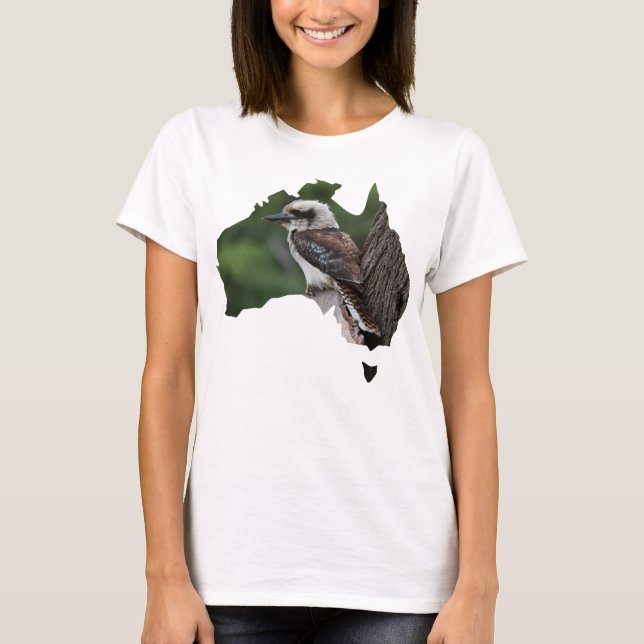 Camiseta Austrália trama Rindo de Kookaburra em árvore (Frente)