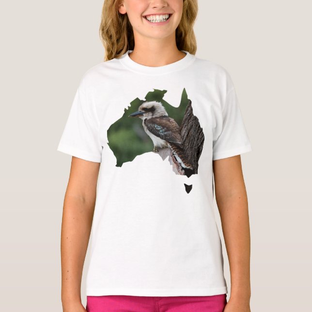 Camiseta Austrália trama rir de Kookaburra em uma árvore (Frente)