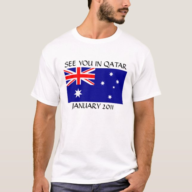 Camiseta Austrália "VÊ-LO NO QATAR, JANEIRO DE 2011" (Frente)